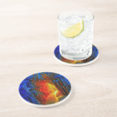 Vuur en ijs, prachtig blauw, Oranje, rood Zandsteen Onderzetter (Zijkant)