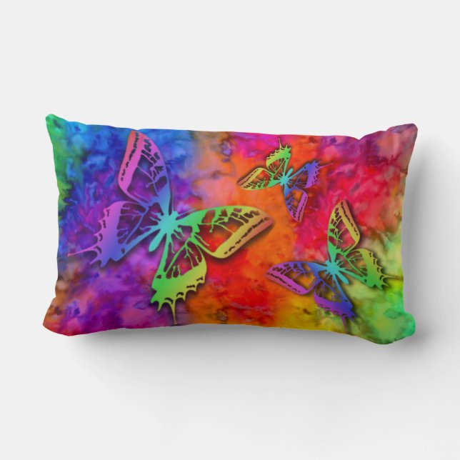 [Vuur en Ijs] Regenboog Boho Vlinder Tie-Dye Kussen (Achterkant)