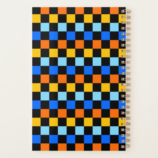 Vuur en ijs schaakbordpatroon planner (Achterkant)