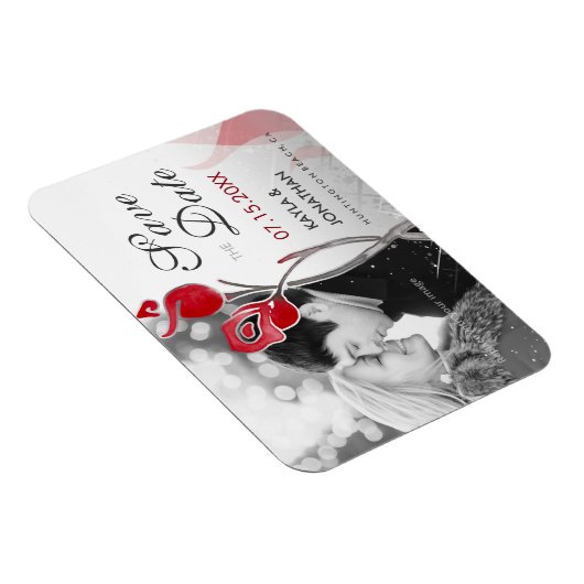 Vuur en ijs sparen de datum magneten | Rode rozen (Rechterzijde)