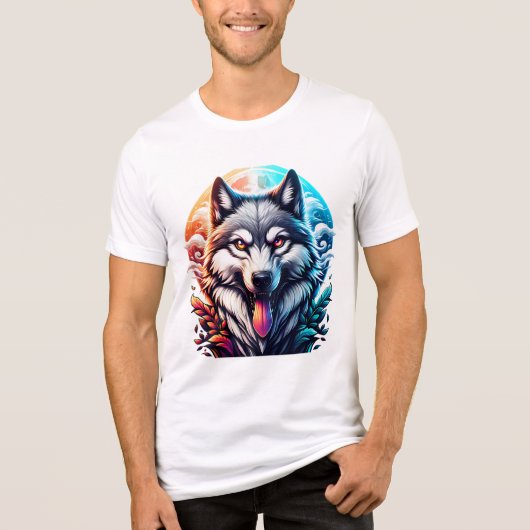 Vuur en ijs wolf | Levendige fantasie dierlijke ku Tri-Blend Shirt (Voorkant)
