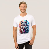 Vuur en ijs wolf | Levendige fantasie dierlijke ku Tri-Blend Shirt (Voorkant volledig)