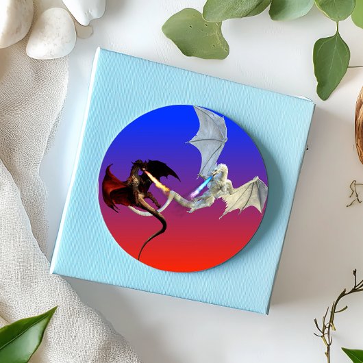 Vuur en Ijsdraken Rood Wit Vuur Ademen Ronde Sticker