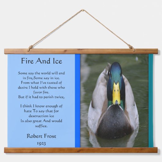 Vuur en ijskap in water hangend wandkleed (Voorkant)