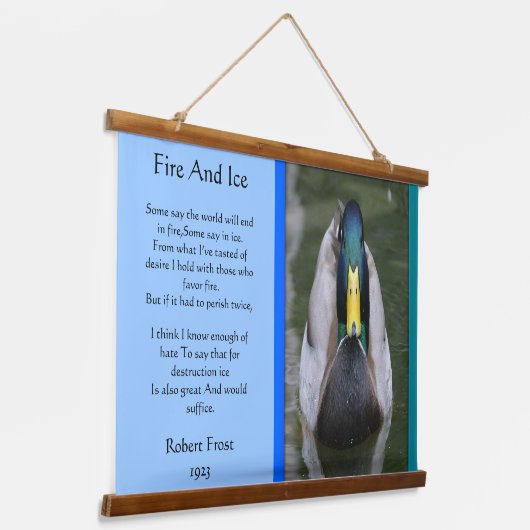 Vuur en ijskap in water hangend wandkleed (Gebogen)