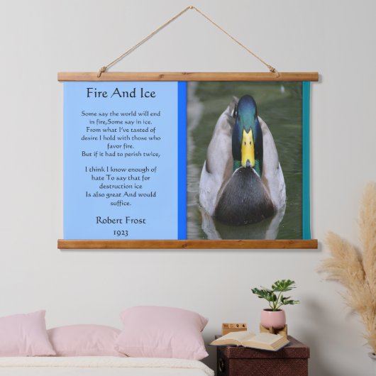 Vuur en ijskap in water hangend wandkleed (Slaapkamer)