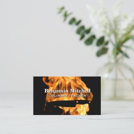 Vuur en mes visitekaartje (Staand voorkant)