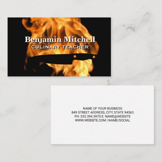 Vuur en mes visitekaartje (Voorkant / Achterkant)