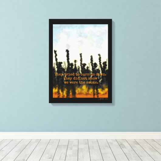 Vuur en rook canvas afdruk (Insitu (Houten vloer))