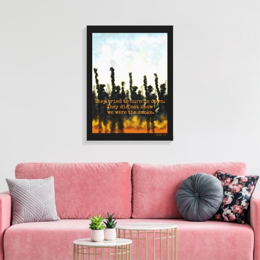 Vuur en rook canvas afdruk (Insitu (Woonkamer))