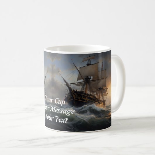 Vuur en schuim: het Engelse oorlogsschip van 1805 Koffiemok (Voorkant rechts)