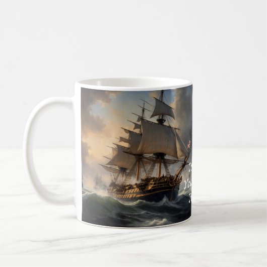 Vuur en schuim: het Engelse oorlogsschip van 1805 Koffiemok (Links)