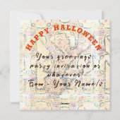 Vuur en Vlam Gelukkig Halloween Schedel Feestdagenkaart (Achterkant)