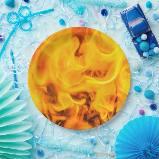 Vuur en vlammen papieren bordje (Feest)