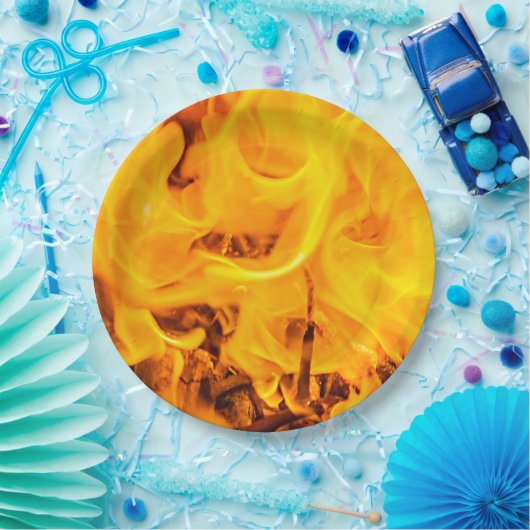 Vuur en vlammen papieren bordje (Feest)