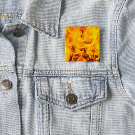 Vuur en vlammen vierkante button 5,1 cm (In situ)