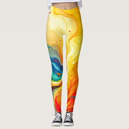 Vuur en water Abstract Leggings (Voorkant)