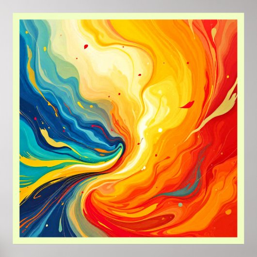 Vuur en water Abstract Poster (Voorkant)