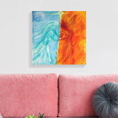 Vuur en water, goddelijke Masculine en feminine Canvas Afdruk (Insitu (Woonkamer))