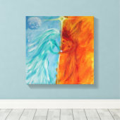 Vuur en water, goddelijke Masculine en feminine Canvas Afdruk (Insitu (Houten vloer))