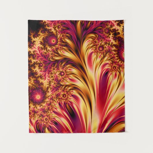 Vuur Fractals Levendig Hypnotiserend Cool Trippy T Wandkleed (Voorkant)