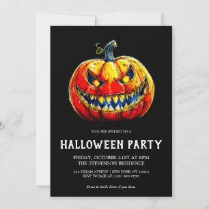 Vuur Glimlachende Pompoen Gotische Halloween Feest Kaart