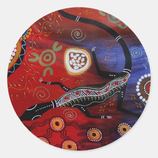 Vuur Goanna dromen Ronde Sticker (Voorkant)