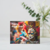 💜💛Vuur & Goud: Mardi Gras Spektakel Briefkaart (Staand voorkant)