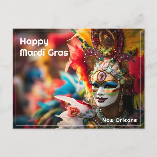 💜💛Vuur & Goud: Mardi Gras Spektakel Briefkaart (Voorkant)
