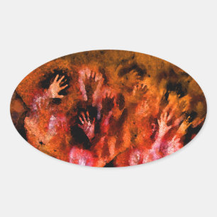 Vuur handen ovale sticker