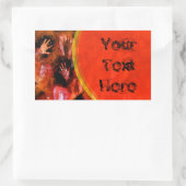 Vuur handen rechthoekige sticker (Tas)