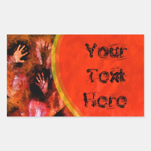 Vuur handen rechthoekige sticker (Voorkant)