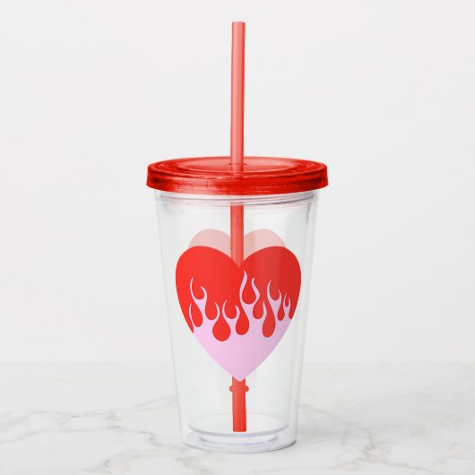 Vuur Hart Acryl Drinkbeker (Voorkant)