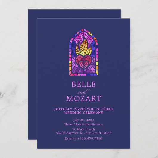 Vuur Hart mozaïek kunst bruiloft ceremonie Kaart (Voorkant / Achterkant)