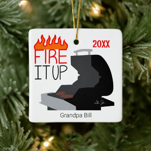 Vuur het omhoog Vlammen & Grill Persoonlijk Keramisch Ornament (Boom)