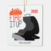 Vuur het omhoog Vlammen & Grill Persoonlijk Keramisch Ornament (Links)