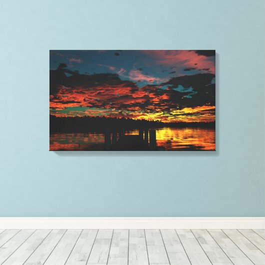 Vuur in de lucht canvas afdruk (Insitu (Houten vloer))