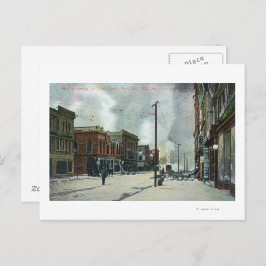 Vuur in derde straat, aardbeving 1906 briefkaart (Voorkant / Achterkant)