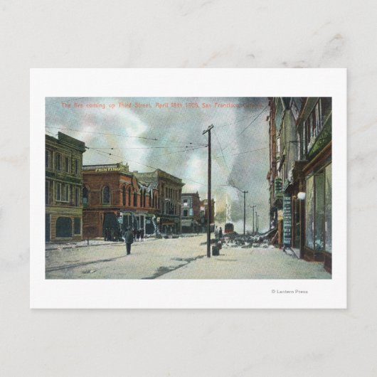 Vuur in derde straat, aardbeving 1906 briefkaart (Voorkant)