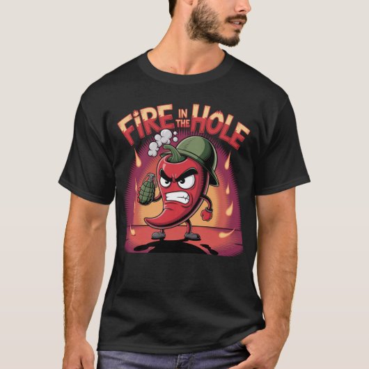 Vuur in het Gat Pittige Chili Pepper Funny Pepper T-shirt (Voorkant)