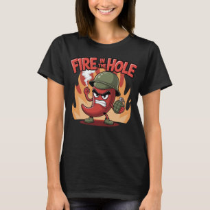 Vuur in het Gat Pittige Chili Pepper Grappig Eten T-shirt