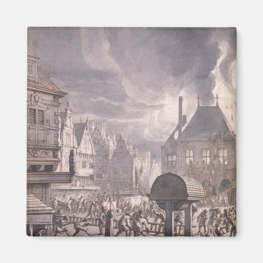 Vuur in het oude stadhuis in Amsterdam Magneet (Voorkant)