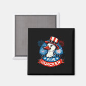 Vuur Kwaker Grappige Vierde Juli Eend Patriottisch Magneet (Voorkant / Achterkant)