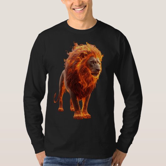 Vuur leeuw – Dramatisch fantasie T-shirt (Voorkant)