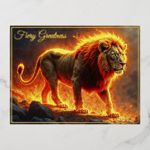 Vuur Leeuw helse landschap vlammende manen kunst