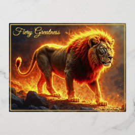 Vuur Leeuw helse landschap vlammende manen kunst Folie Feestdagen Briefkaart