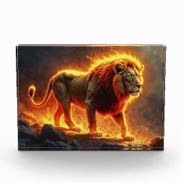 Vuur Leeuw helse landschap vlammende manen kunst Fotoblokken