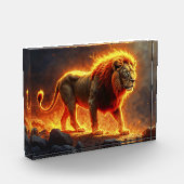 Vuur Leeuw helse landschap vlammende manen kunst Fotoblokken (Links)