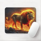 Vuur Leeuw helse landschap vlammende manen kunst Muismat (Met muis)