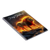 Vuur Leeuw helse landschap vlammende manen kunst Notitieboek (Rechterzijde)